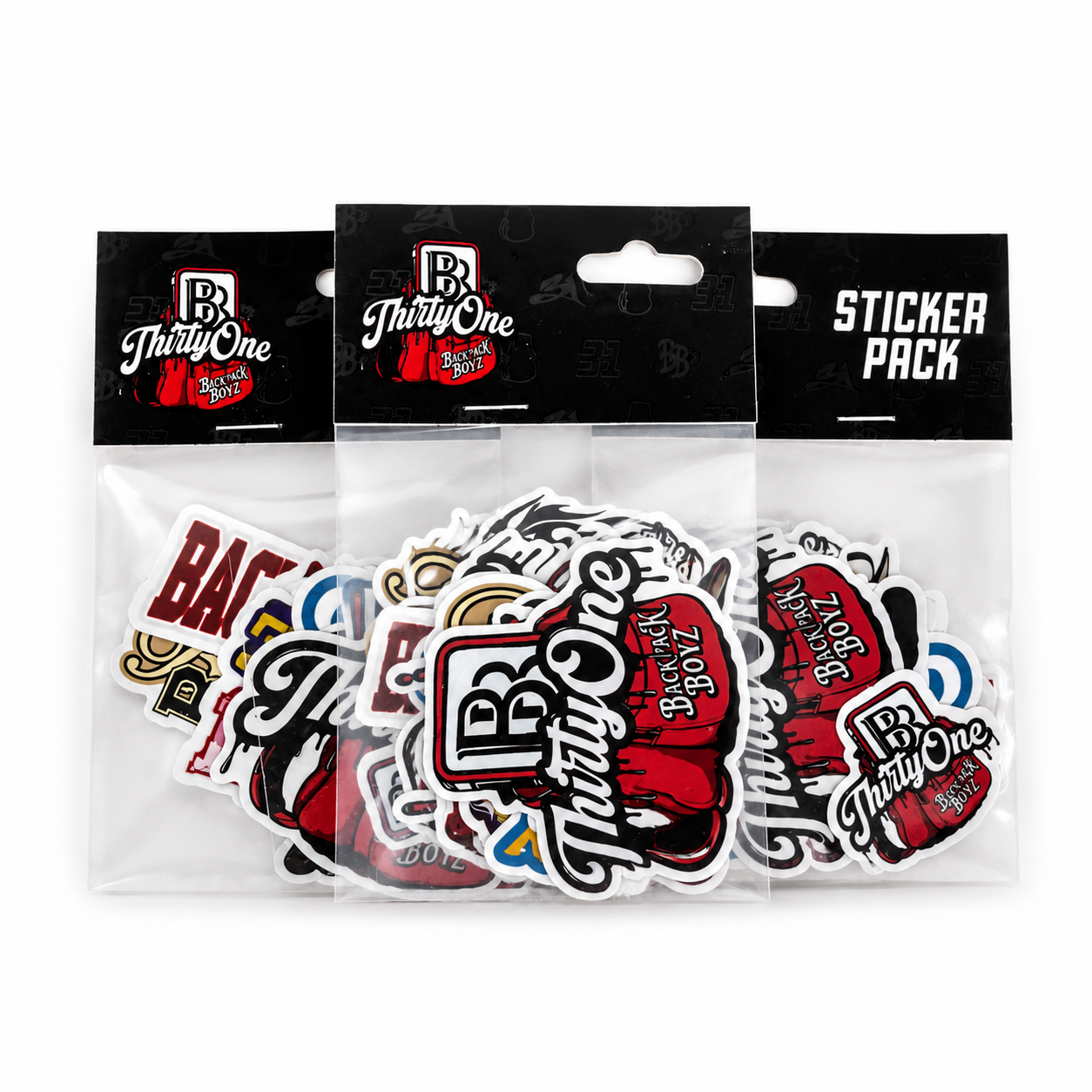 31 HATS- PAQ 3 STICKERS BACKPACK BOYZ