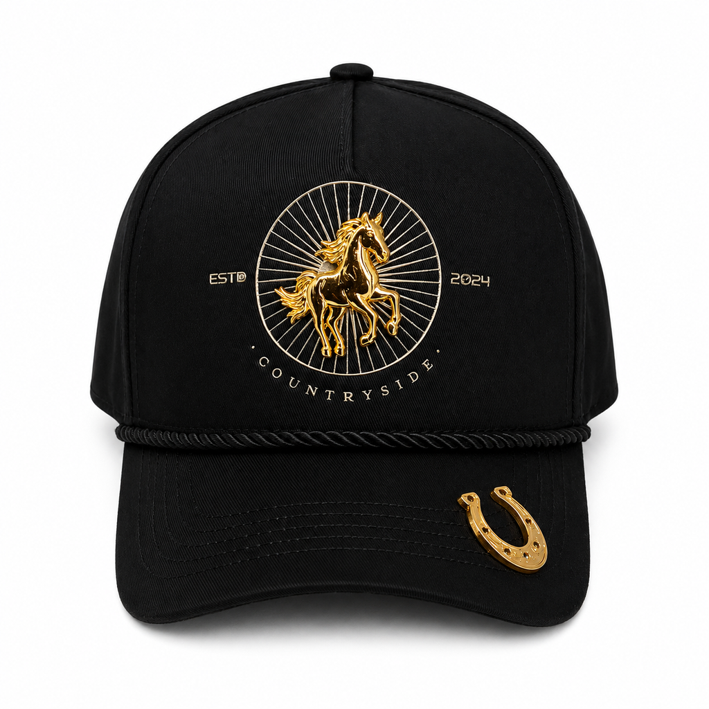 GORRA BIGG BOSS TK RANCH CABALLO DORADO NEGRO