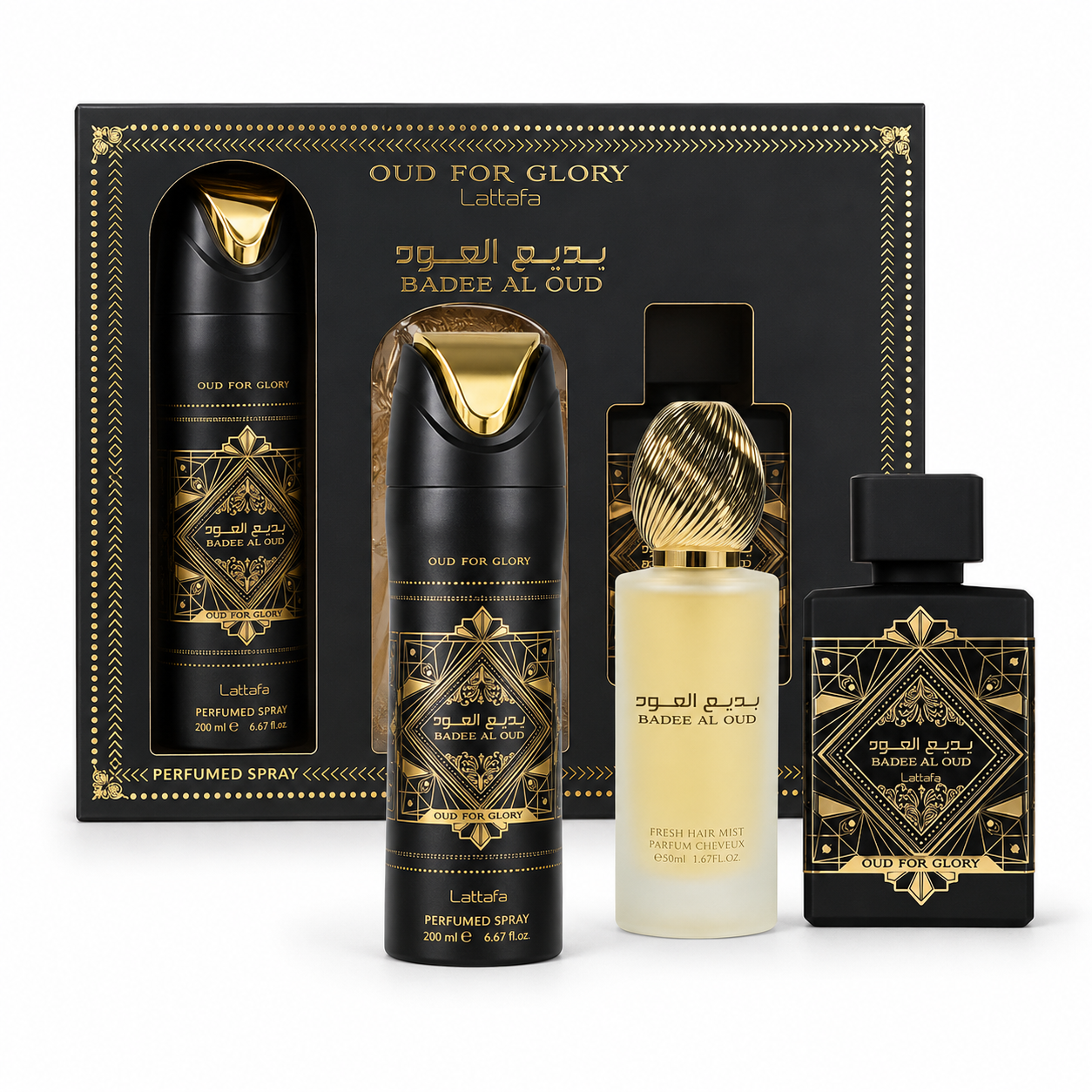 SET LATTAFA BADEE AL OUD FOR GLORY 3PC