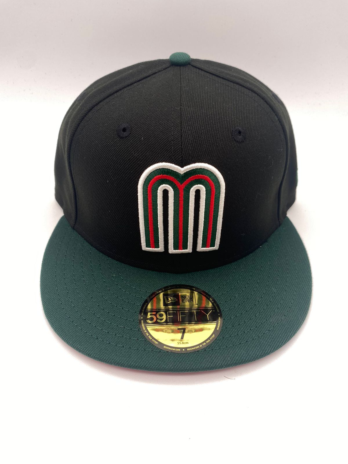 New Era MX Negra Vicera Verde Rojo